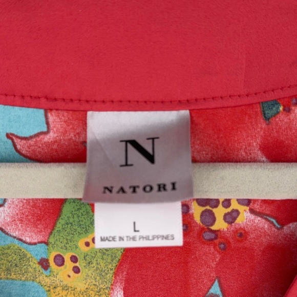 Natori Womens Kimono Robe Blue Floral Print V Neck House Dress Beach Large - Picture 3 of 8